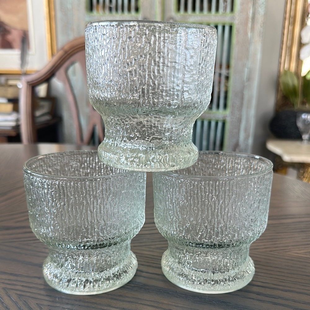 Indiana Vintage Mid Century Crystal Old Fashioned Glass set of 3 RETRO 3 5/8 in